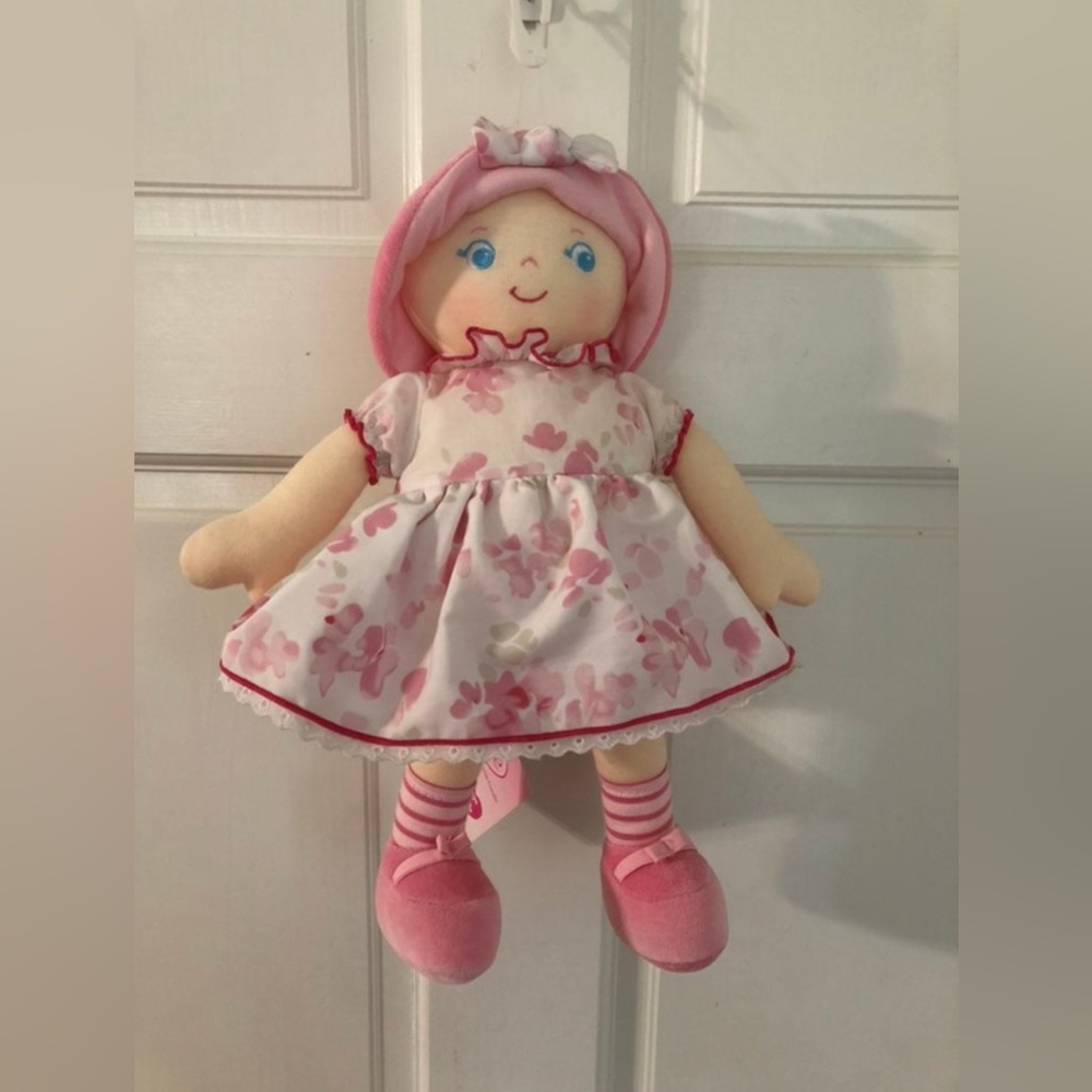 NWT Retired 2007 French Corolle Pink Fabric Rag Doll